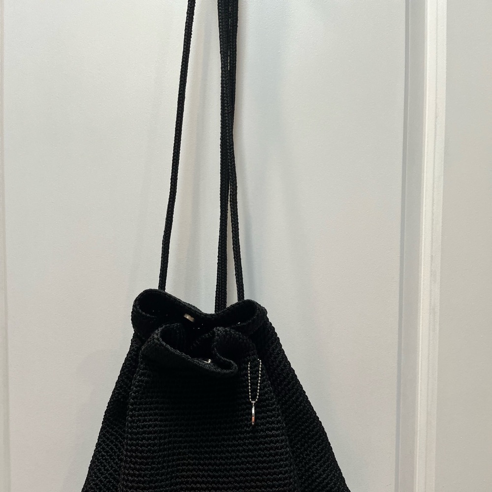 The Sak Elegant Black Knit Drawstring Bag